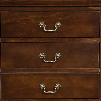 32" Brown Solid Wood Five Drawer Chest