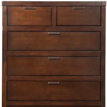 36" Brown Solid Wood Six Drawer Chest