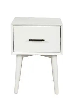 27" White Wood End Table With Drawer