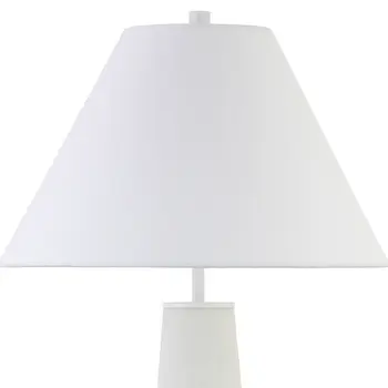28" White Ceramic Table Lamp With White Cone Shade