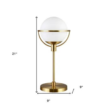 21" Brass Metal Globe Table Lamp With Clear Globe Shade