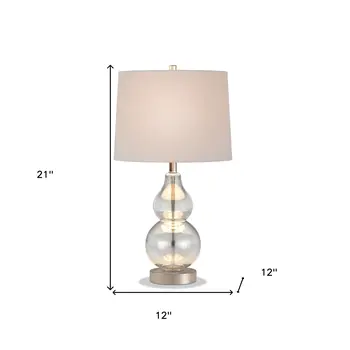 21" Clear Glass Gourd Table Lamp With White Drum Shade