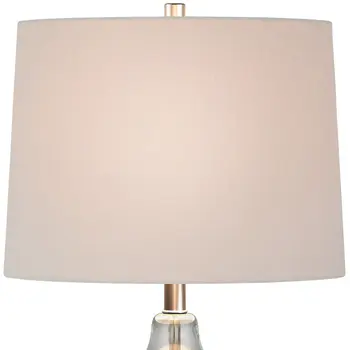 21" Clear Glass Gourd Table Lamp With White Drum Shade