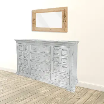 69" White Solid Wood Six Drawer Triple Dresser