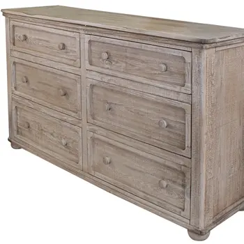 59" Natural Solid Wood Six Drawer Double Dresser