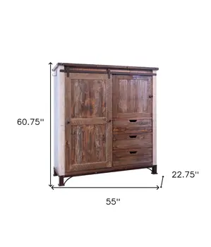 55" Brown Solid Wood Three Drawer Gentlemans Chest