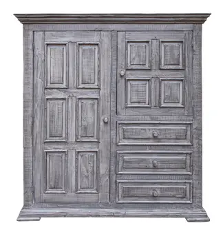 55" Gray Solid Wood Three Drawer Gentlemans Chest