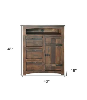43" Brown Solid Wood Three Drawer Gentlemans Chest