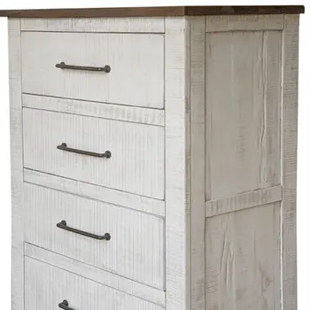 36" Brown and White Solid Wood Four Drawer Chest