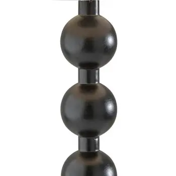 28" Black Solid Wood Candlestick Table Lamp With Off White Drum Shade