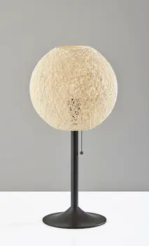 24" Antiqued Bronze Metal Candlestick Table Lamp With Off White Globe Shade