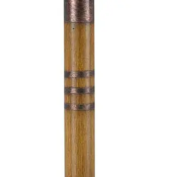 24" Rustic Bronze and Oak Metal Table Lamp With Brown Empire Shade