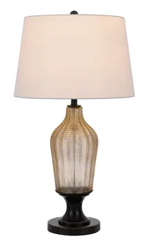 31" Bronze Glass Table Lamp With White Empire Shade