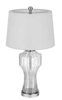 26" Clear Glass Table Lamp With White Empire Shade