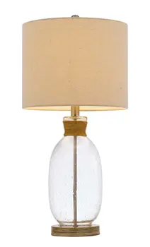 26" Brown Mason Jar Table Lamp With Brown Drum Shade
