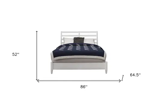 White Slat Back Solid Wood Queen Bed Frame
