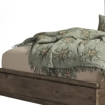 Gray Distressed Solid Wood Queen Bed Frame