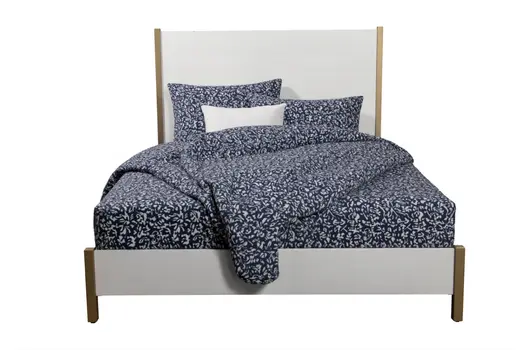 Gold And White Wood Queen Bed Frame