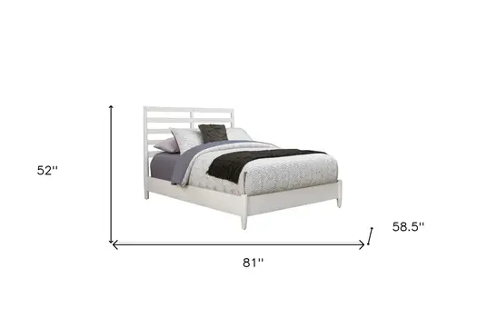White Slat Back Solid Wood Full Bed Frame