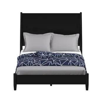 Black Solid Wood Full Bed Frame