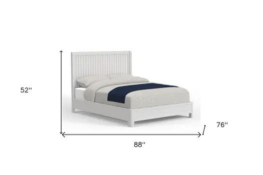 White Ribbed Texture Solid Wood California King Bed Frame