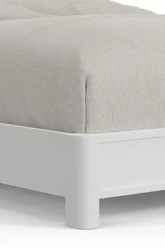 White Ribbed Texture Solid Wood California King Bed Frame
