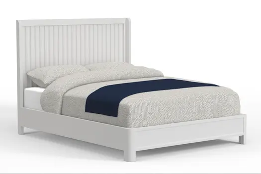 White Ribbed Texture Solid Wood California King Bed Frame