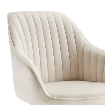 23" Off White And Gold Velvet Swivel Arm Chair