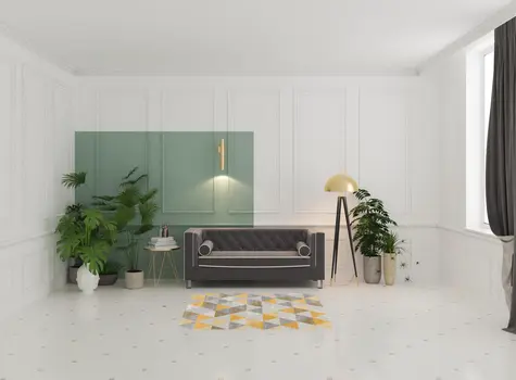 5' Yellow Round Geometric Washable Non Skid Area Rug