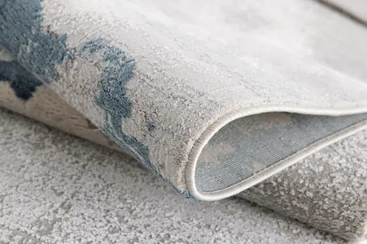 8' Blue And Gray Abstract Washable Runner Rug