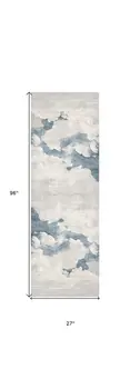 8' Blue And Gray Abstract Washable Runner Rug