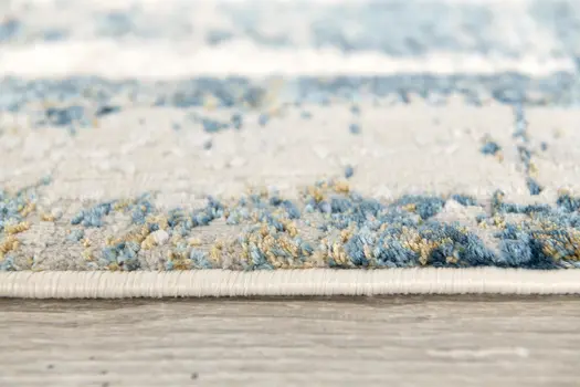13' Blue And Gray Abstract Washable Runner Rug