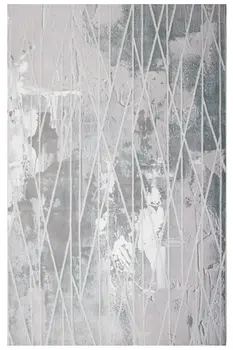 7' X 9' Blue And Gray Abstract Washable Non Skid Area Rug