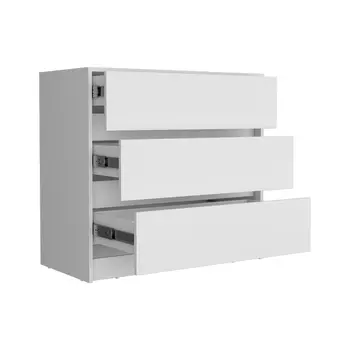 33" White Three Drawer Dresser