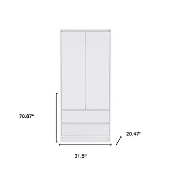 32" White Two Drawer Combo Dresser