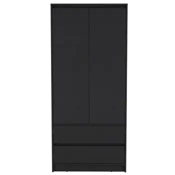 32" Black Two Drawer Combo Dresser