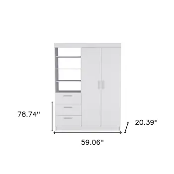 59" White Three Drawer Combo Dresser
