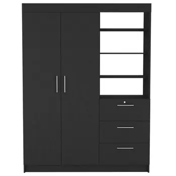 59" Black Three Drawer Dresser