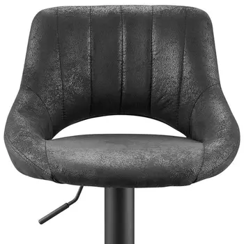 Set of Two 32" Black Faux Leather And Steel Swivel Low Back Adjustable Height Bar Chairs