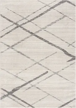 5' Beige and Gray Abstract Distressed Round Rug