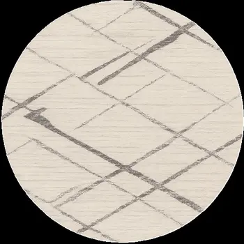 8' Beige and Gray Abstract Distressed Round Rug