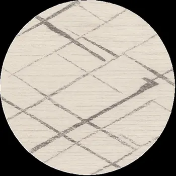 8' Beige and Gray Abstract Distressed Round Rug