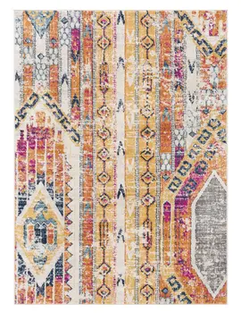 2' X 3' Yellow and Ivory Southwestern Distressed Area Rug