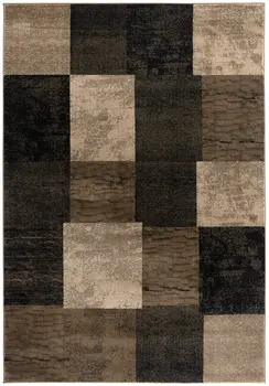 2' X 3' Brown Black and Tan Geometric Washable Non Skid Area Rug