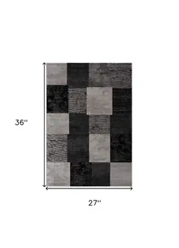 2' X 3' Gray and Black Geometric Washable Non Skid Area Rug