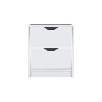 19" White Wood Two Drawer Nightstand