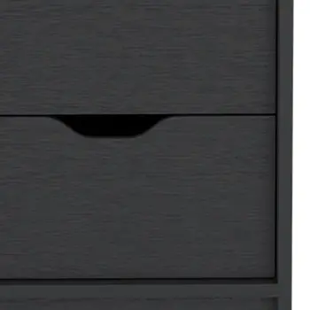 19" Black Wood Two Drawer Nightstand