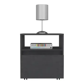 20" Black Wood One Drawer Nightstand