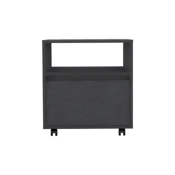 20" Black Wood One Drawer Nightstand