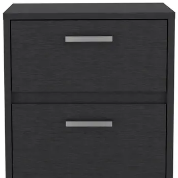19" Black Wood Two Drawer Nightstand